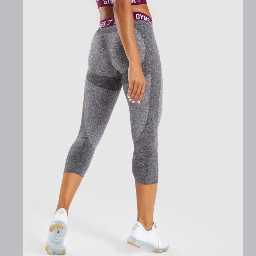 Gymshark Flex Cropped Leggings Charcoal Deep Plum